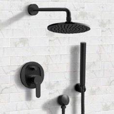 Matte Black Rain Shower System with Handheld, Rain Shower Head, Shower Faucet Set